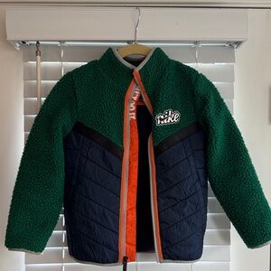 Nike Green and Navy Puffer Jacket with Orange Accents
